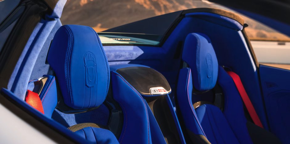 2027 Corvette Grand Sport in Santorini Blue Dipped interior