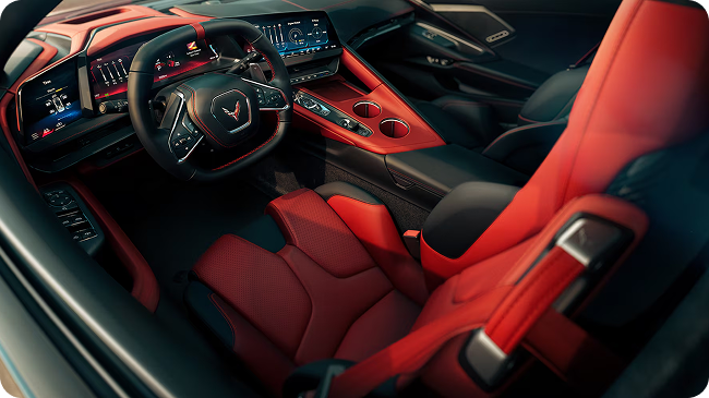 Asymmetrical Adrenaline Red interior